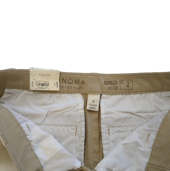 SONOMA Women's Mid-Rise Bermuda Stretch Shorts Size 2 Misses Bottoms Straight - Picture 3 of 5